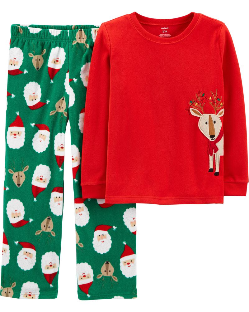 Carters Boys Girls Sleepwear Red Christmas Pajamas Reindeer Feet 1 Piece 24M